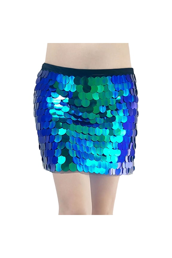 Sequin Skirt Sparkly Mardi Gras Belly Dance Mini Skirts for Women