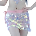 thumbnail image 1 of QHFBli Sequin Skirt Sparkly Mardi Gras Belly Dance Mini Skirts for Women, 1 of 3