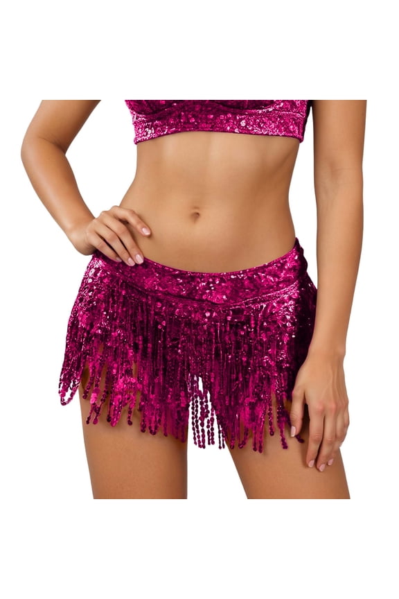 Sequin Tassel Skirt Belly Dance Scarf Wrap Sparkly Tinsel Fringe Skirt Rave Festival Halloween for Women