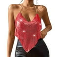 thumbnail image 1 of QHFBli Sexy Metallic Chain Top for Women - Sequin Rhinestone Backless Crop Outfit Sparkly EDM Party Club Night Tank Shirt, 1 of 7
