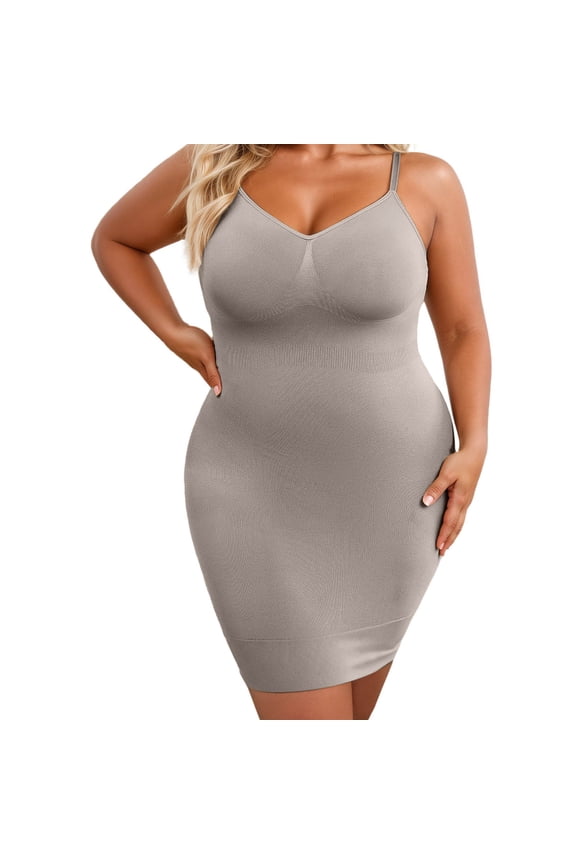 Shapewear Dress for Women Under Dress Seamless Tummy Control Dress Plus Size Smoothing Cami Dress