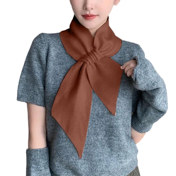 QHFBli Short Winter Scarf for Women Soft Knitted Cross Scarf Lightweight Neck Warmer Cozy Scarves for Casual Outdoor Wear