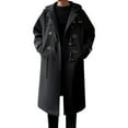 thumbnail image 1 of QHFBli Slim Fit Mens Trench Coat Men's Smooth Shoulder Woolen Anorak With Lapel And Detachable Hood Long Windbreaker Winter Jacket Loose Black XXXL, 1 of 8