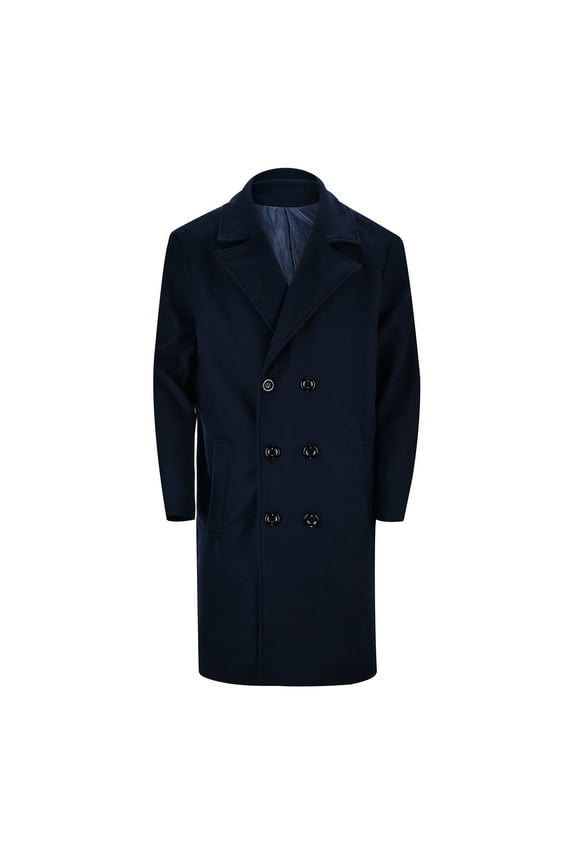Slim Fit Mens Trench Coat Mens Autumn Double Slim Windbreaker Coat with Lapel Pocket and Adjustable Belt for Stylish Navy XXL