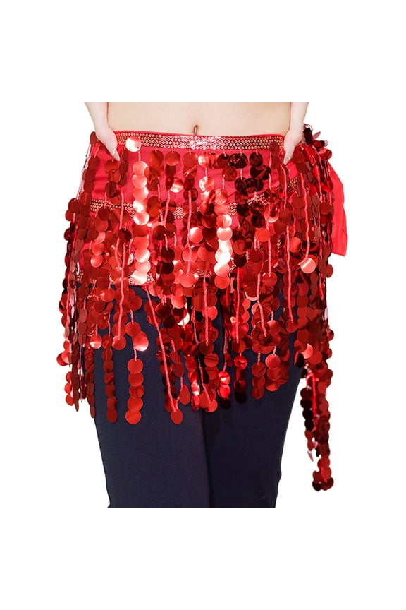 Sparkly Sequin Skirt for Women Themed Party Scale Well-Attached Sequins Fancy Dress Red Glitter 80s Disco Lightweight Dancing