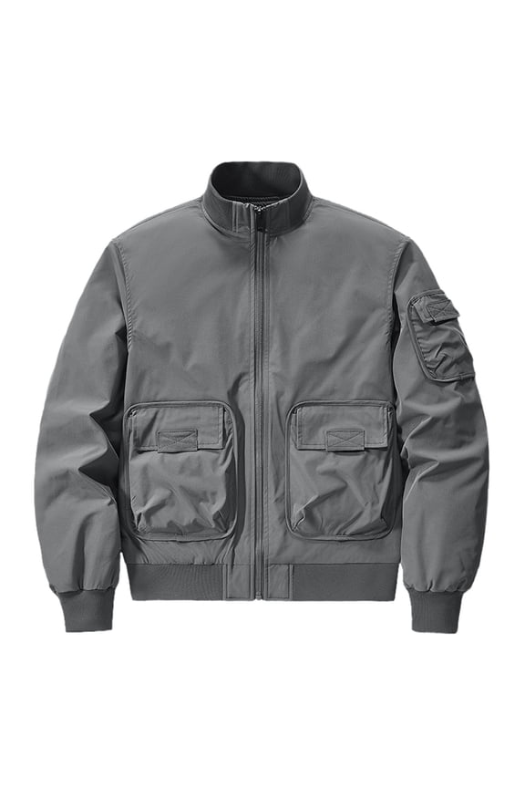 Stand Collar Jacket Men Men's Casual Oversized Baseball Jacket Korean Style Functional Workwear Outerwear Coat