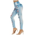 thumbnail image 1 of QHFBli Stretchy Spandex Leggings Women's Fashion Rose Print Denim Sports Leggings High Waisted Workout Yoga Pants for Ladies Comfortable Stretchy, 1 of 6