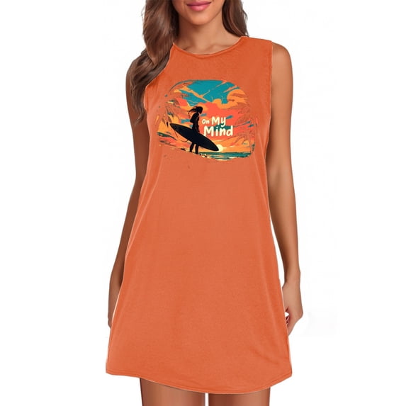 QHFBli Summer Sundress for Women Graphic Mini Tank Dress Sleeveless Beach Dresses Short Casual Sun Dresses
