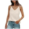 thumbnail image 1 of QHFBli Summer V Neck Tank Tops for Women Silk Satin Summer Sleeveless Camisole, 1 of 9