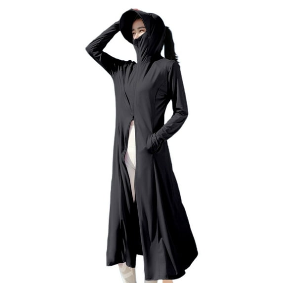 QHFBli Sun Protection Clothing Women Long Sleeve UPF 60+ Swimsuit Cover Up Lightweight Full Zip UV Dresses for Women