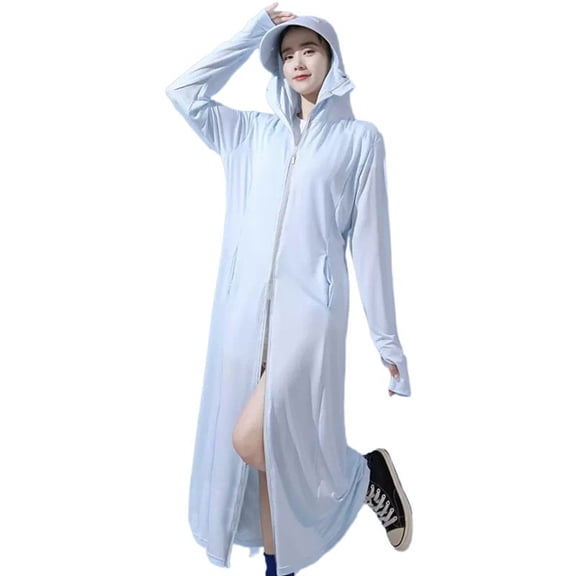 QHFBli Sun Protection Clothing Women Long Sleeve UPF 66  Swimsuit Cover Up Lightweight Full Zip UV Dresses for Women
