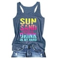 thumbnail image 1 of QHFBli Sun Sand and in My Hand Tank Tops Womens Hawaii Summer Beach Graphic Sleeveless T Shirt Cute Country Vacation Tank Cami, 1 of 2