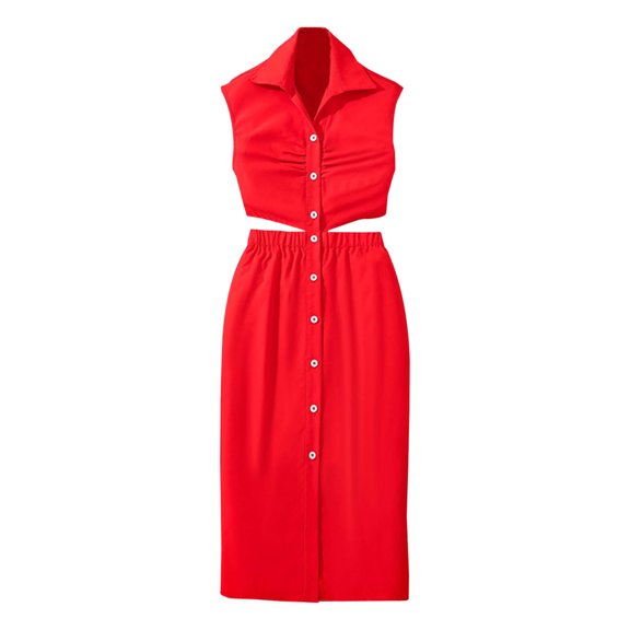 QHFBli Girls 2 Piece Lounge Sets Matching Vacation Outfits Ribbed Button Down Cardigan and Elastic Waist Skirt Sets Red 12 Years