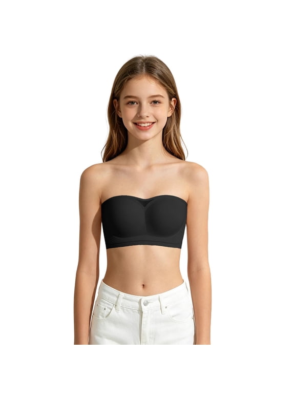 Teenage Girls Wireless Strapless Bralette, Light Padded Anti- Bandeau Top, Invisible Anti-exposure Tube Bra