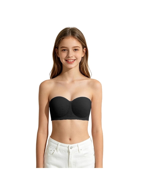 Teenage Girls Wireless Strapless Bralette, Light Padded Anti- Bandeau Top, Invisible Anti-exposure Tube Bra