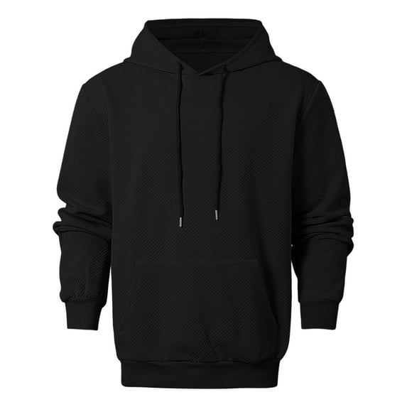 QHFBli Thermal Men's Hooded Sweatshirt Mens Casual Hooded Pullover Sweatshirt with Big Pockets for Fall Winter Outdoor Sports Loose Fit Comfortable Long Sleeve Hoodie Black S