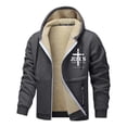 thumbnail image 1 of QHFBli Thermal Men's Hooded Sweatshirt Mens Heavyweight Lined Windproof Zip Up Hooded Jacket Warm Winter Outerwear for Cold Weather Black XL, 1 of 5
