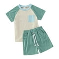 thumbnail image 1 of QHFBli Toddler Baby Boy Summer Clothes Outfit Mamas Little Boy Short Sleeve T Shirt Tops Rolled Stretch Shorts Set 0-3 Years, 1 of 7