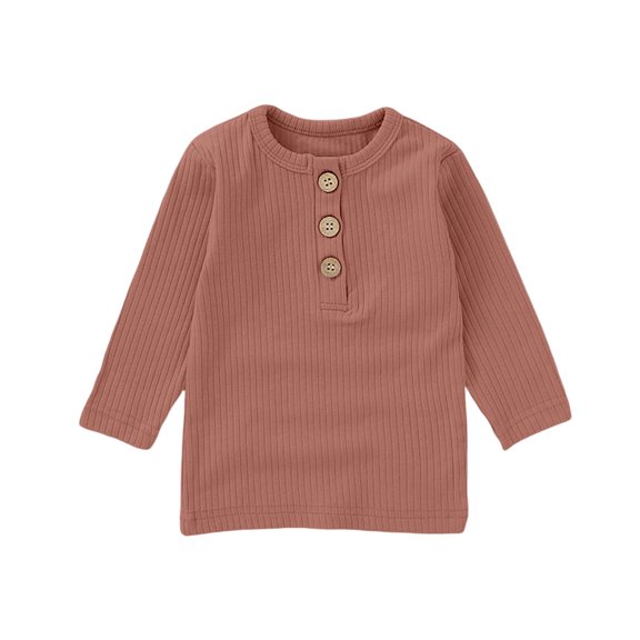 QHFBli Toddler Boys Long Sleeve Shirt with 26 Button, Cozy Kids Ribbed Long Sleeve Henley T-Shirt, Polo Shirt Without Collar
