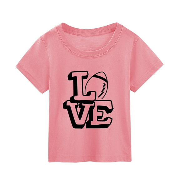 QHFBli Toddler Game Day Shirt for Boys Girls Kids, Happy Funny Football Sunday Athletic Toddler Boy Girl T Shirt Pink 2 2-3 Years