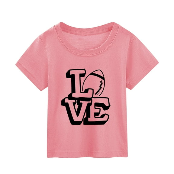 QHFBli Toddler Game Day Shirt for Boys Girls Kids, Happy Funny Football Sunday Athletic Toddler Boy Girl T Shirt Pink 2 2-3 Years