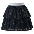 thumbnail image 1 of QHFBli Toddler Girls Sequin Skirt Elastic Waist Pleated Skater A-Line 2 Layer Ruffle Skirts for Party 5-6 Years, 1 of 4