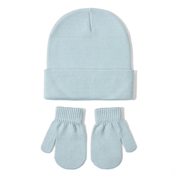 QHFBli Toddler Knit Hat and Mittens Set, Solid Color Soft Warm Beanie & Gloves, Winter Baby Accessory Set S