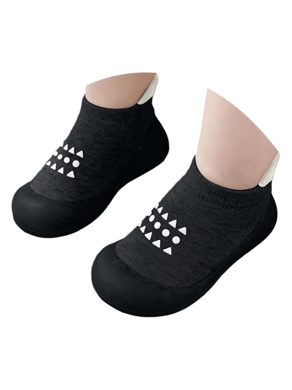 Toddler Pre-Walker Floor Sock Shoes, Breathable Cotton Upper Non Rubber Sole Baby Shoes 1-3Y Indoor Walking Socks 0-6Months