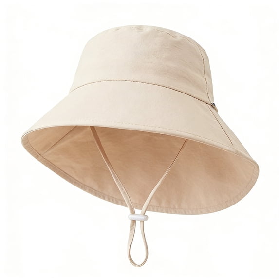 QHFBli Toddler Solid Color Sun Bucket Hat, Breathable Fabric with Anti-lost Wind Strap, Boys Girls Outdoor Sun Protection Hat 3-8 Years