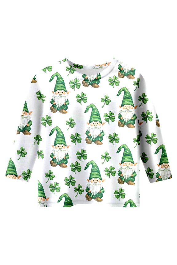 Toddler St Patricks Day Shirt Boy Girl Irish Charm Clover T-Shirt Cute Shamrock Graphic 3/4 Raglan Sleeve Tee Top