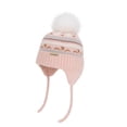 thumbnail image 1 of QHFBli Toddler Winter Knit Hat with Ear Flaps, Fleece Lined Beanie for Boys Girls Faux Pom‑Pom Trapper Hat, 1 of 6