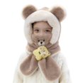 thumbnail image 1 of QHFBli Toddler Winter Plush Bear Hooded Scarf, Fuzzy Ear Protection Hat, One Piece Warm Cap for Little Kids, 1 of 4