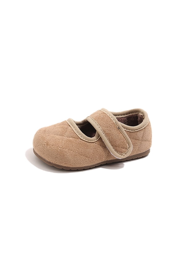 Toddlers Girls Suede Ballet Mary Jane Flats Comfy Adjustable Strap Clogs with Memory Foam Arch Support House Slipper Shoes Beige 4.5-5 Years