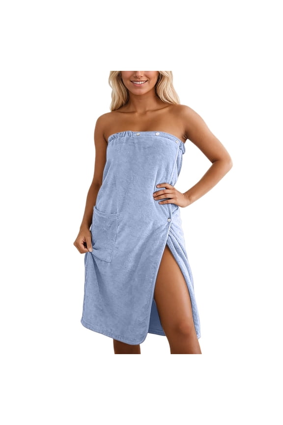 Towel Robe For Women Lightweight Quick Drying Spa Robe Shower Wraps Cotton Blend Bathrobes With Pockets For Swimming