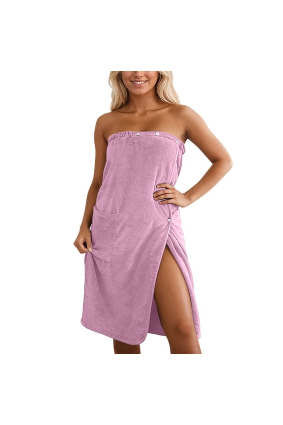 Towel Robe For Women Lightweight Quick Drying Spa Robe Shower Wraps Cotton Blend Bathrobes With Pockets For Swimming