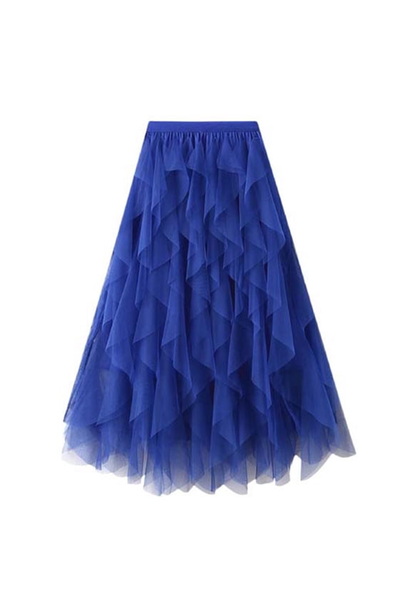 Tulle Skirts for Women Long Length Tutu Fairy Tiered Skirt A Line Mesh Elastic Waist Skirts