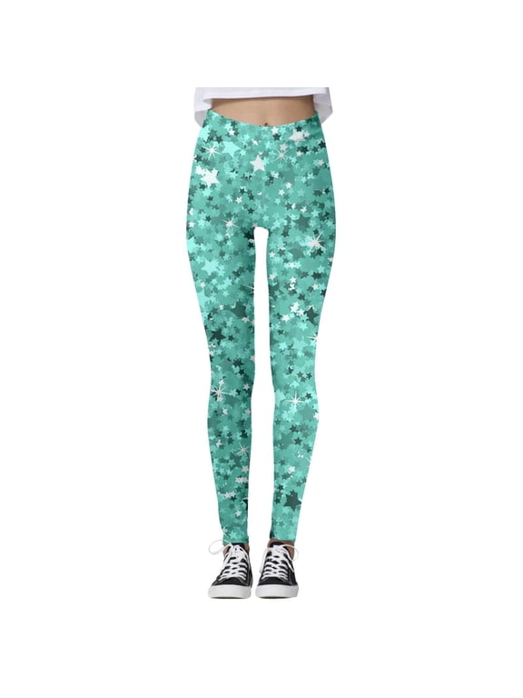 Under Dress Leggings for Women Stylish Women's Casual Sequin Printed Athletic Leggings for Everyday Wear and