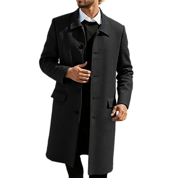 QHFBli Vintage Mens Trench Coat Men's Lightweight Warm Mid Length Anorak Coat Thick Double Faced Jacket Stylish Outerwear For Autumn Black XL