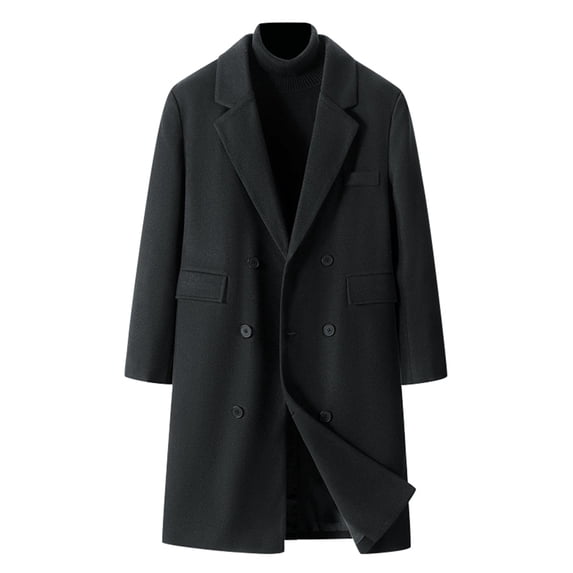 QHFBli Vintage Mens Trench Coat Men's Trench Coat Wool Blend Slim Fit Business Overcoat Top Coat for Black XXXXL
