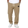 thumbnail image 1 of QHFBli Waffle Pants for Men Casual Vintage Solid Color Pant Drawstring Baggy Lightweight Textured Trousers Fashion Pants Men, 1 of 5