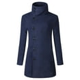 thumbnail image 1 of QHFBli Water-Resistant Mens Trench Coat Men's Double Stand Up Collar Mid Length Wool Blend Windbreaker Coat for Casual Warmth Blue L, 1 of 7