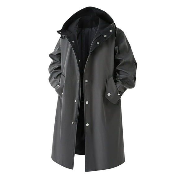 QHFBli Water-Resistant Mens Trench Coat Men's Lightweight Anorak Jacket Water Windbreaker Hooded Outdoor Sports Coat For Hiking Dark Gray XXL
