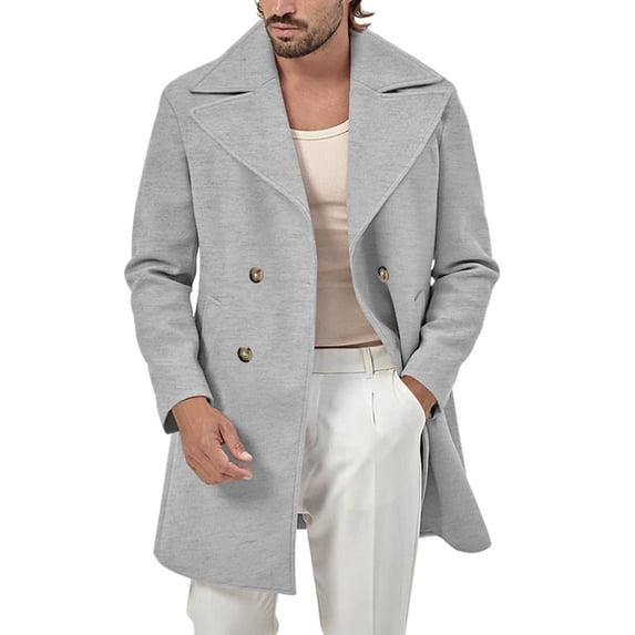 QHFBli Water-Resistant Mens Trench Coat Men's Solid Anorak Jacket Warm Casual Outerwear Coat with Zipper Fly and Grey XXL
