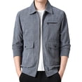 thumbnail image 1 of QHFBli Weekend Outfit Jacket Men Men Solid Color Striped Lapel Zipper Cardigan Business Trend Comfortable Foreign Trade Casual Jacket, 1 of 9