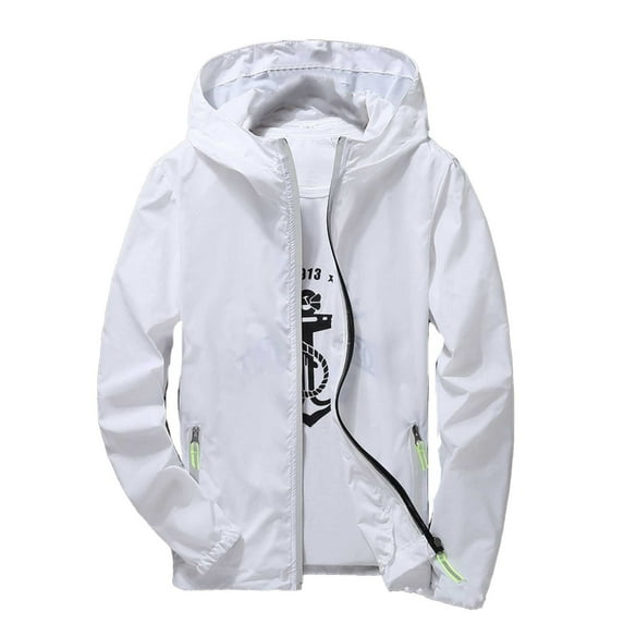 QHFBli Weekend Outfit Jacket Men Men's Casual Hooded Sport Coat Reflective Zipper Outdoor Jacket Pure Color Plus Size Lightweight Windbreaker