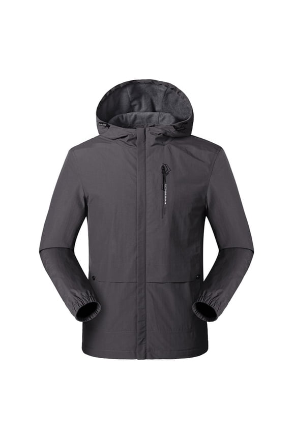 Weekend Outfit Jacket Men Men's Solid Color Outdoor Hooded Rain Jacket Windbreaker Lightweight Travel Coat Water- Casual Jacket for Daily Commute a