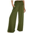 thumbnail image 1 of QHFBli Wide Leg Pants for Women High Wasited Baggy Palazzo Pants Casual Pull On Bell Bottom Smocked Elastic Waist Pants, 1 of 5