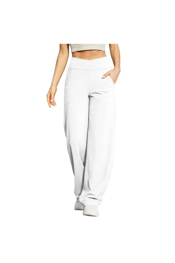 Wide Leg Pants for Women Loose Yoga Pants with Pockets Petite/Regular/Tall Stretch Casual Lounge Pants