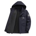 thumbnail image 1 of QHFBli Windproof Mens Trench Coat Men's Mid Length Hooded Anorak Jacket Hardshell Outerwear Coat for Autumn Dark Blue XXXL, 1 of 6