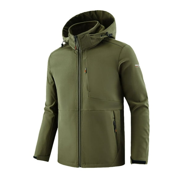 QHFBli Windproof Mens Trench Coat Men's Outdoor Plus Anorak Hooded Windproof Soft Thermal Jacket for Green XL